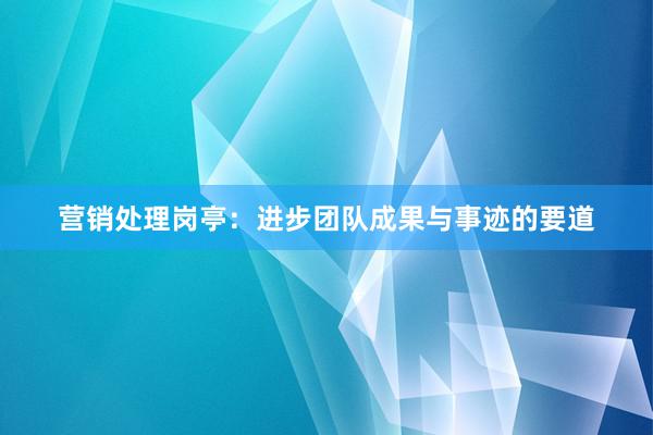 营销处理岗亭：进步团队成果与事迹的要道